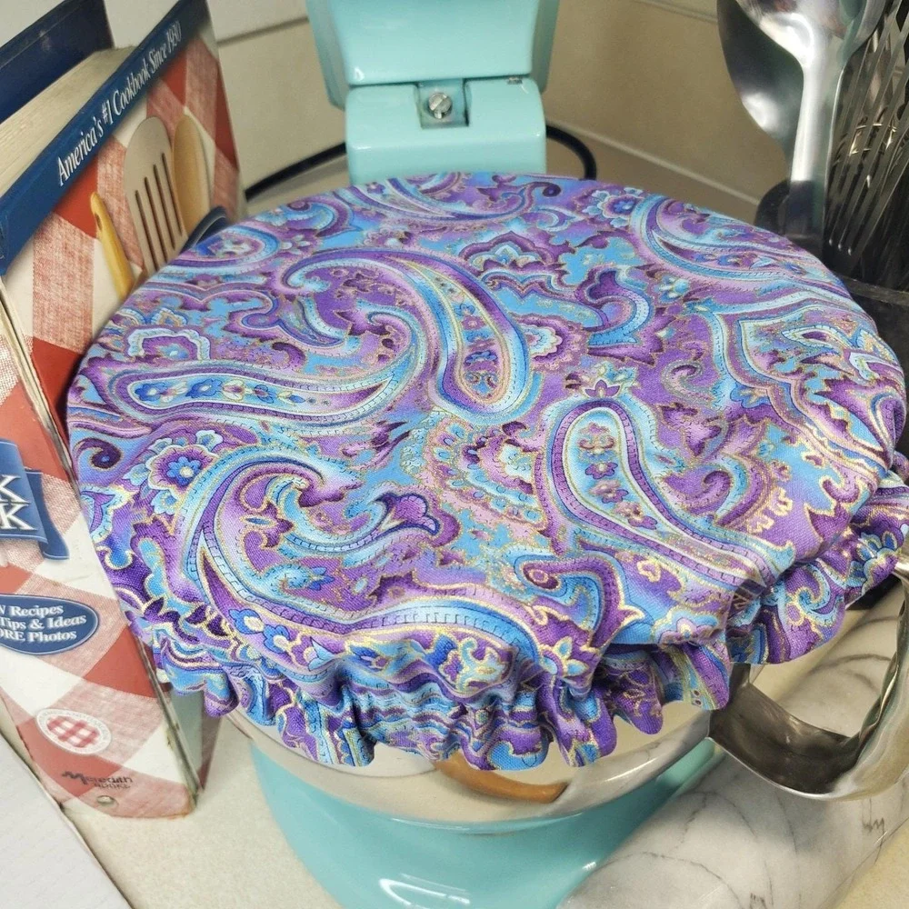 Blue Paisley Purple Triangle Reversible KitchenAid Mixer Mixing Bowl Cover Decor